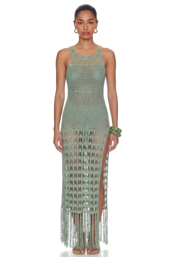 Final Sale Farrah Dress - Sage Green Crochet