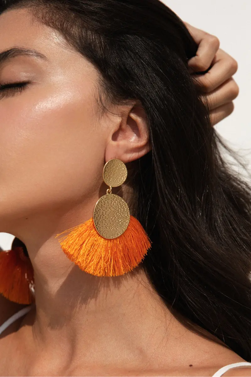 Final Sale Rumba Tassel Earrings - Orange