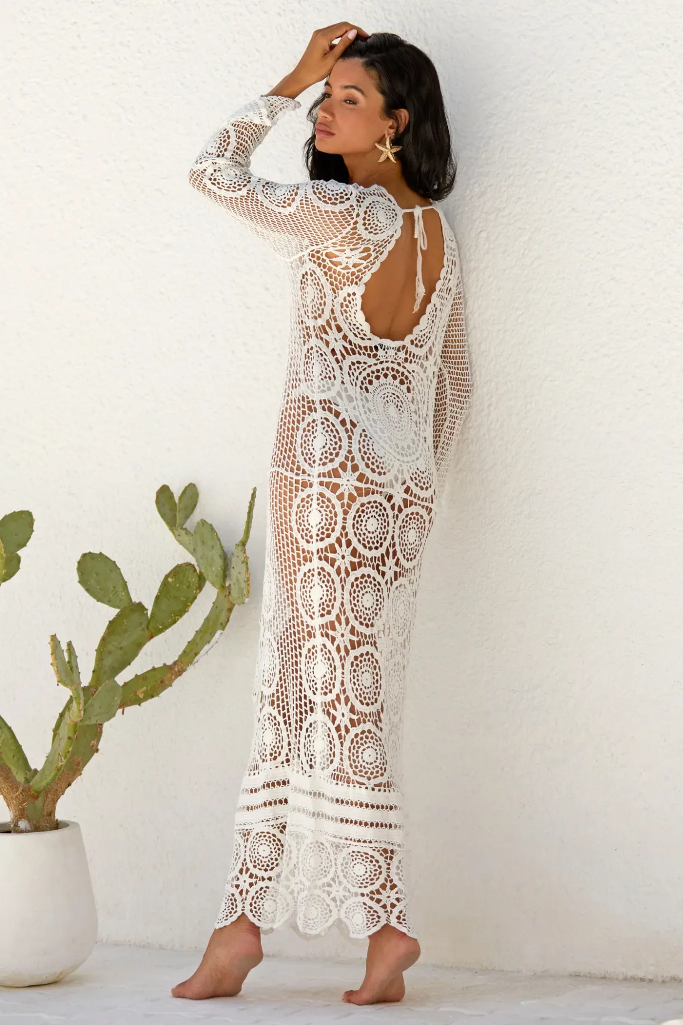 Alessio Maxi Dress - White Crochet - Image 3