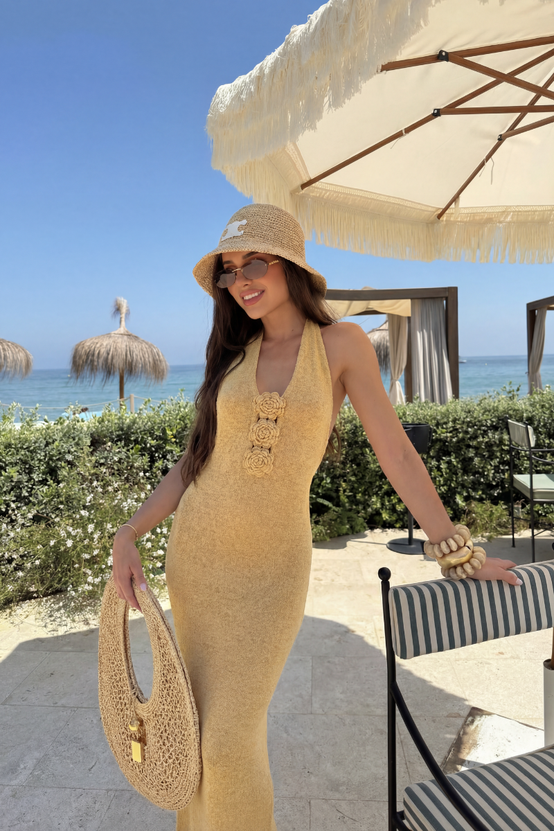 Solace Corsage Knit Maxi Dress - Sand