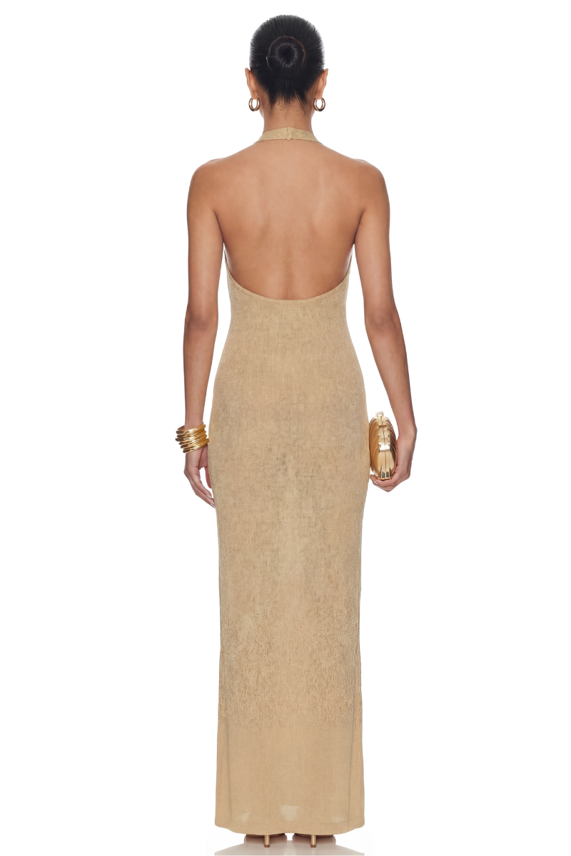 Solace Corsage Knit Maxi Dress - Sand - Image 2