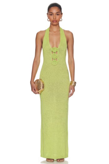 Solace Corsage Knit Maxi Dress - Lime Green