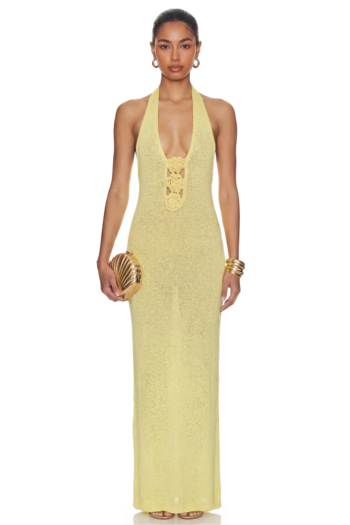 Solace Corsage Knit Maxi Dress - Lemon