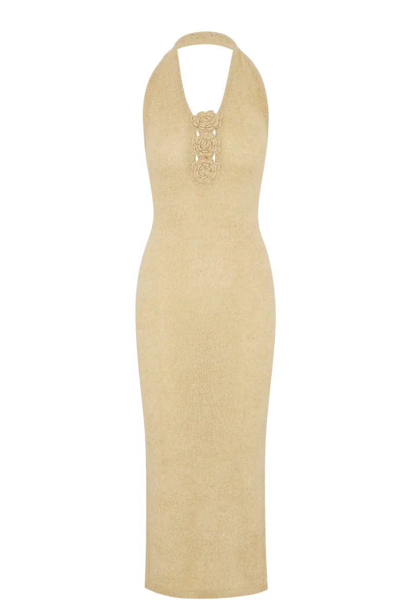 Solace Corsage Knit Maxi Dress - Sand - Image 4