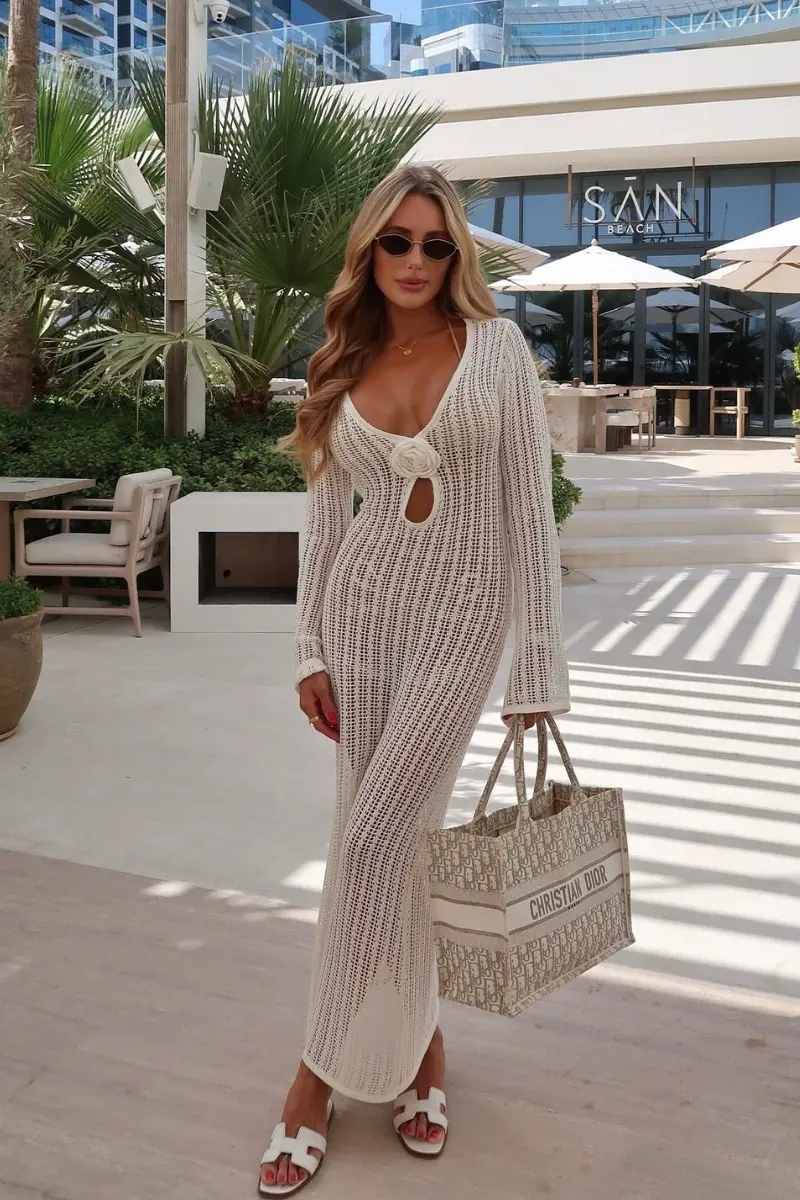 St. Tropez Dress - White Crochet - Image 3