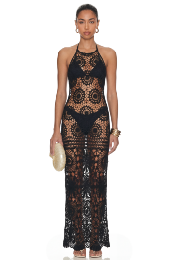 Amaya Maxi Dress - Black Crochet