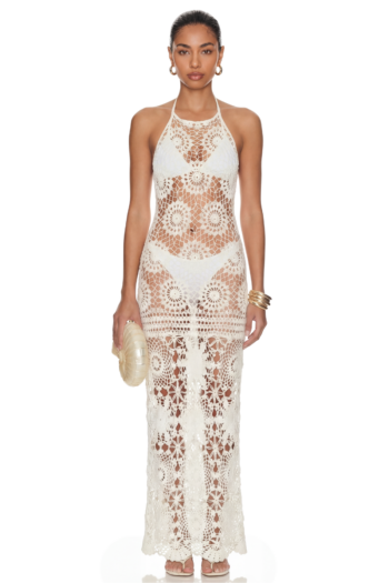 Amaya Maxi Dress - White Crochet