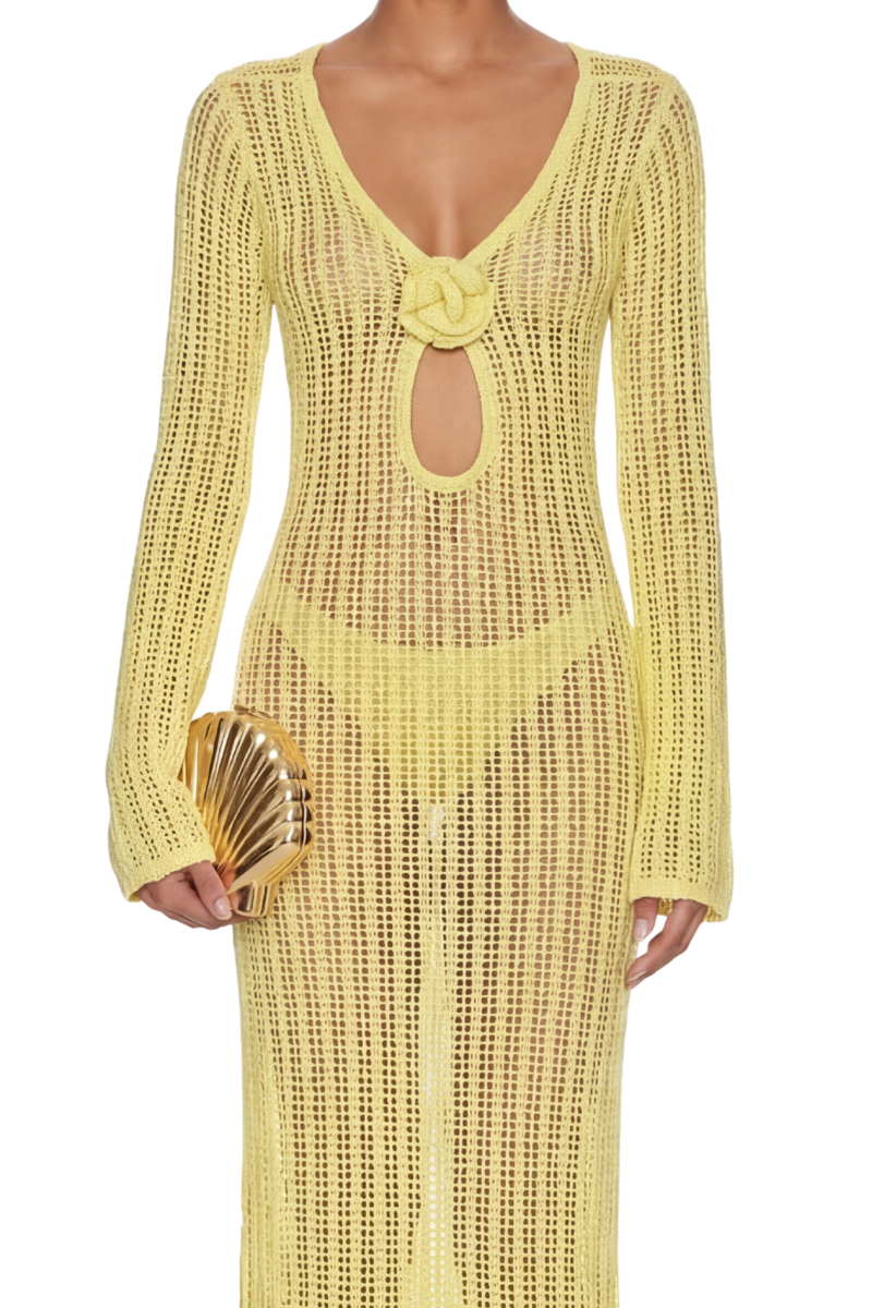 white christmas dresses Mirabella Yellow Cutout Bandage Dress